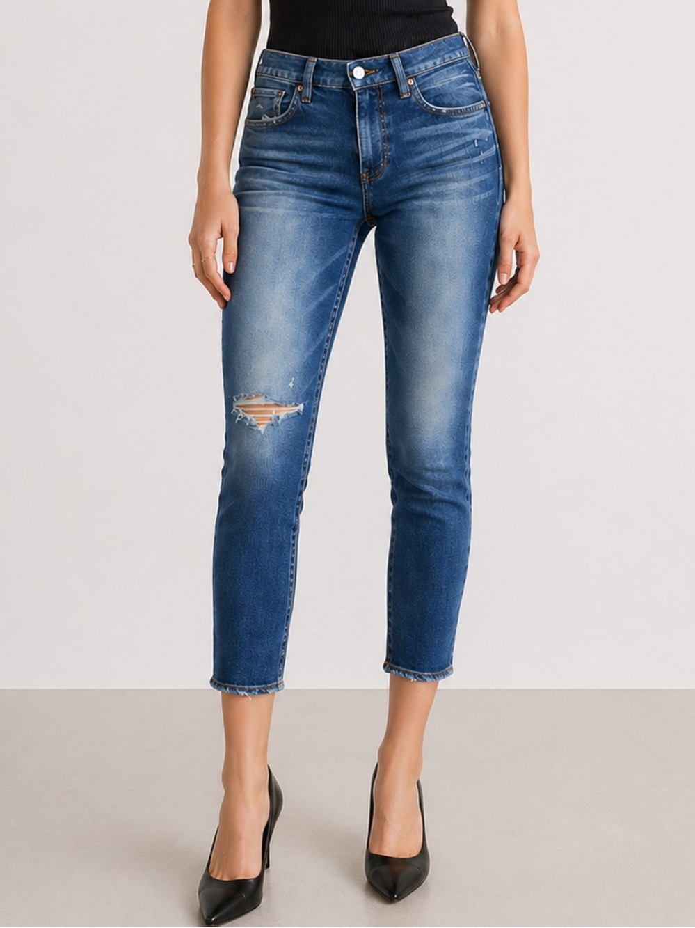 Moussy Vintage Falkner Skinny Jeans 29 Distressed Stretch Made in Japan Denim